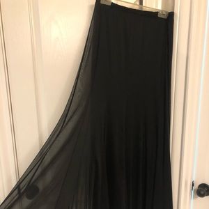 Ladies black sheer long skirt with liner